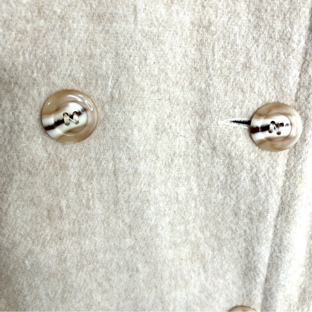 Vintage Beige Wool Fur Collar Peacoat
